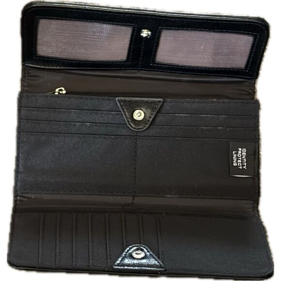 Tamari faux leather long trifold wallet with RFID protection - Picture 3 of 7